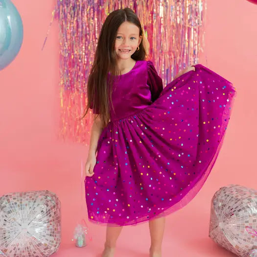 Diana Dress in Deep Purple Confetti