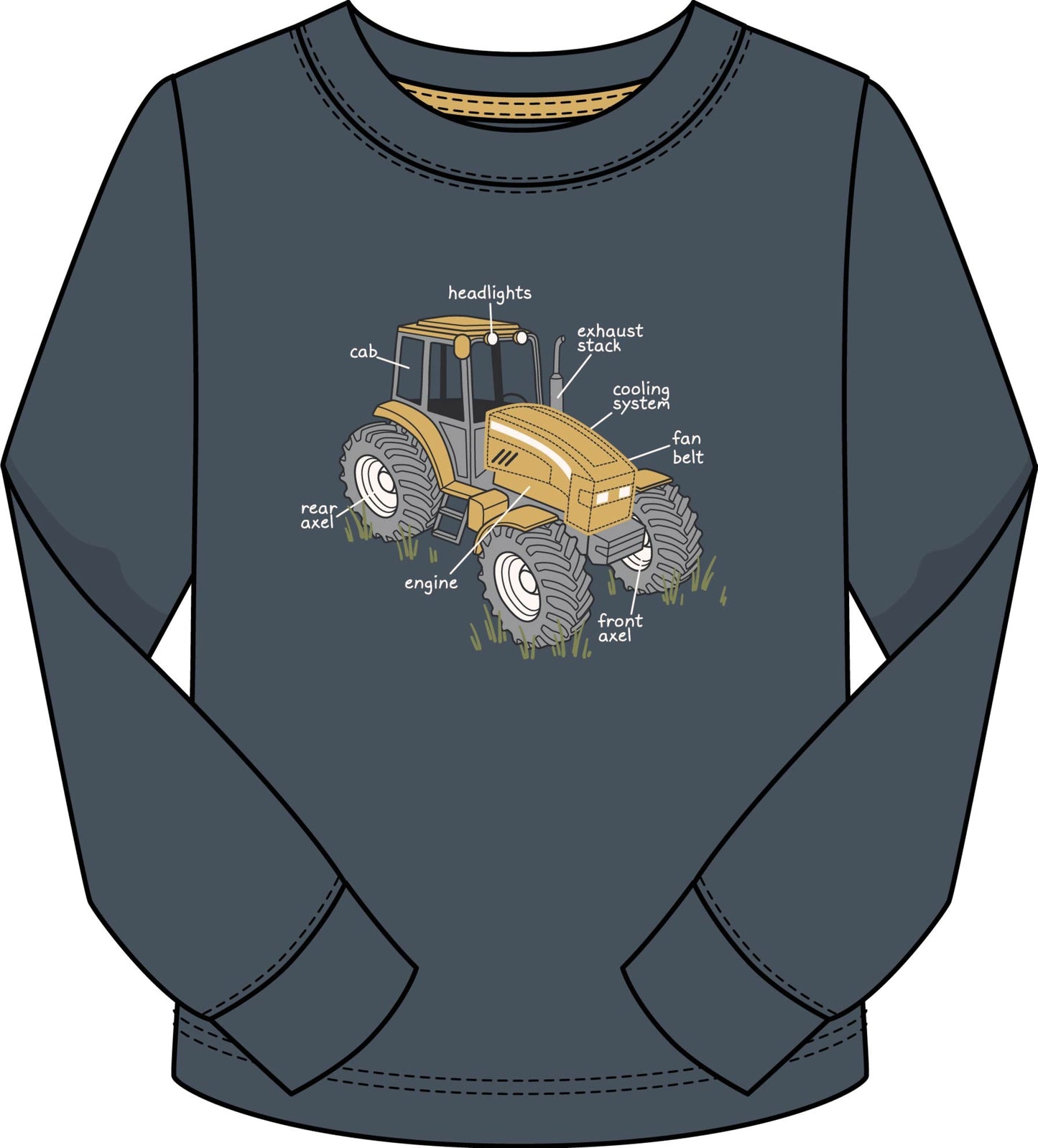 Tractor Print and Applique L/S Tee