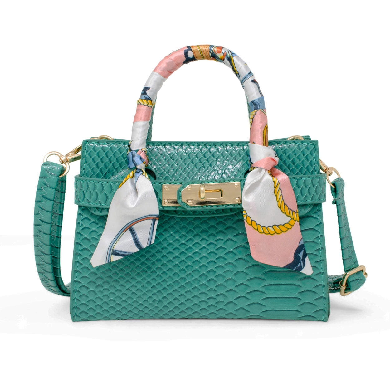 Crocodile Scarf Handbag, Green
