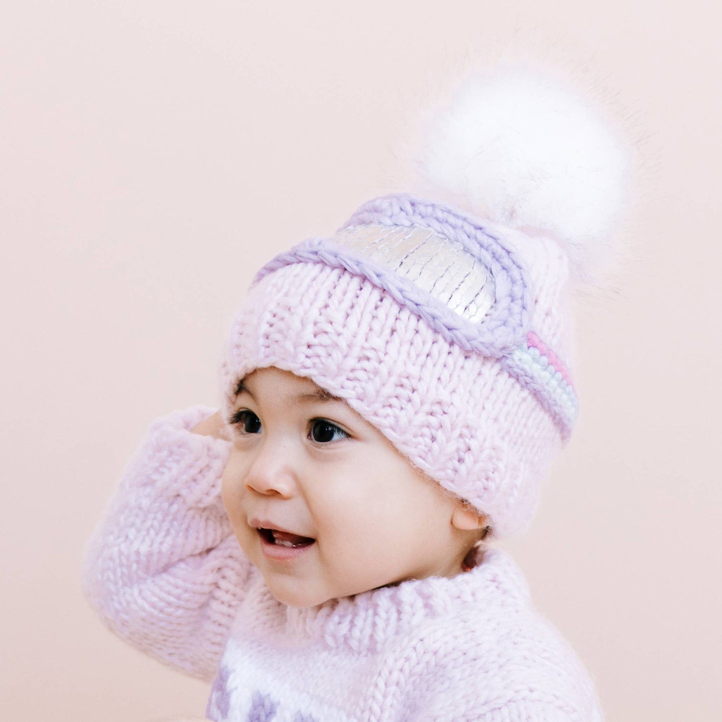 Ski Goggles Hat, Baby Pink