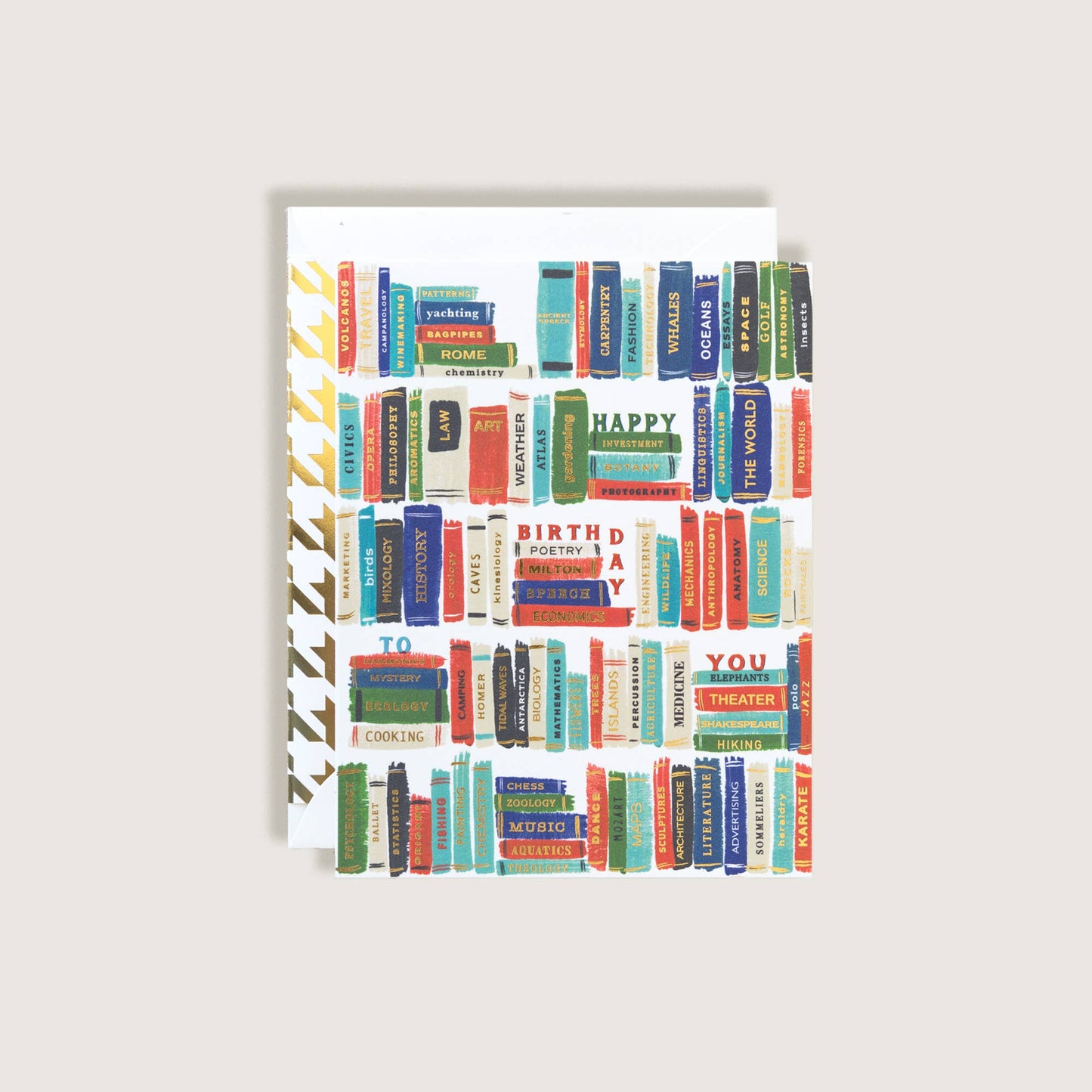 Happy Birthday Classic Library Bookshelf Greeting Card