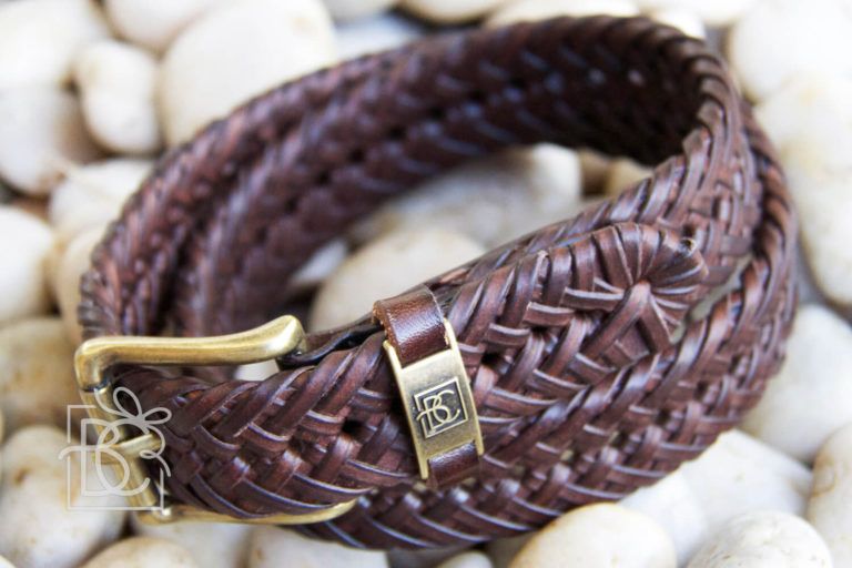 Braided Leather Belt, Brown