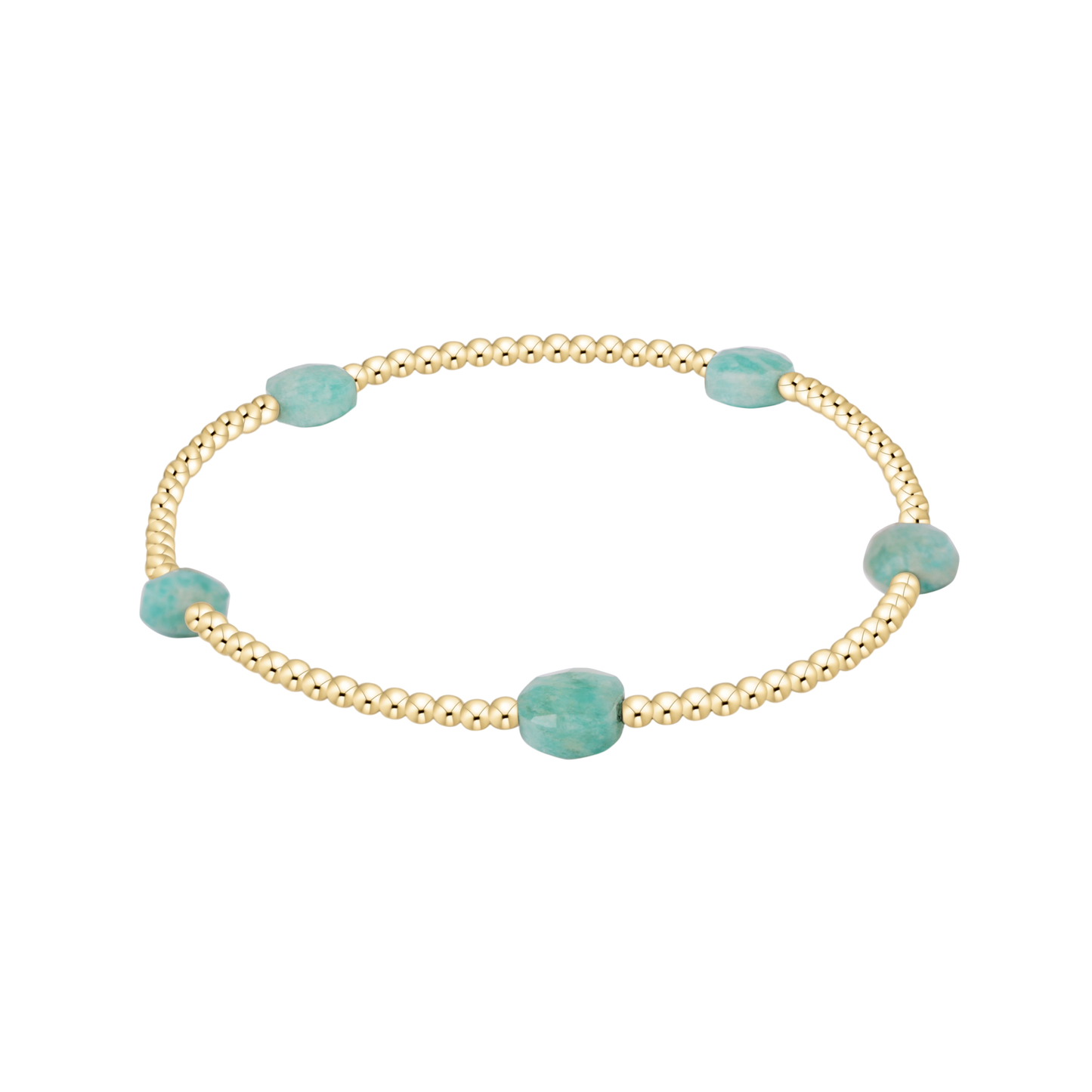 Admire Small Gem 2mm Gold Bracelet - Amazonite