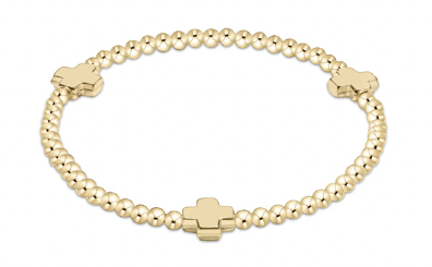 EGirl Signature Cross Gold Pattern 3mm Bead Bracelet - Gold
