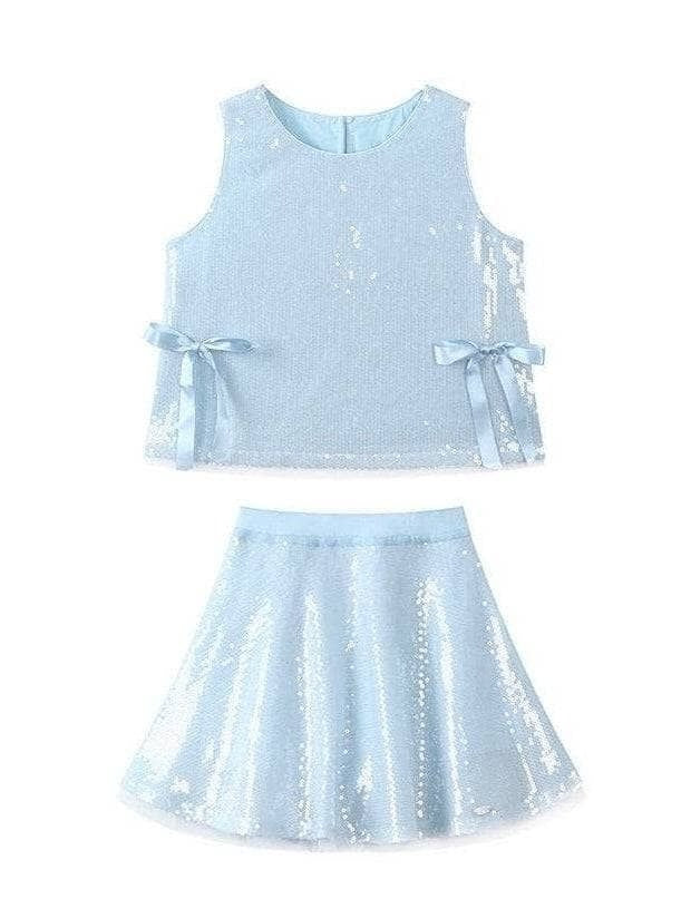 Baby Blue Sequin Bow Top