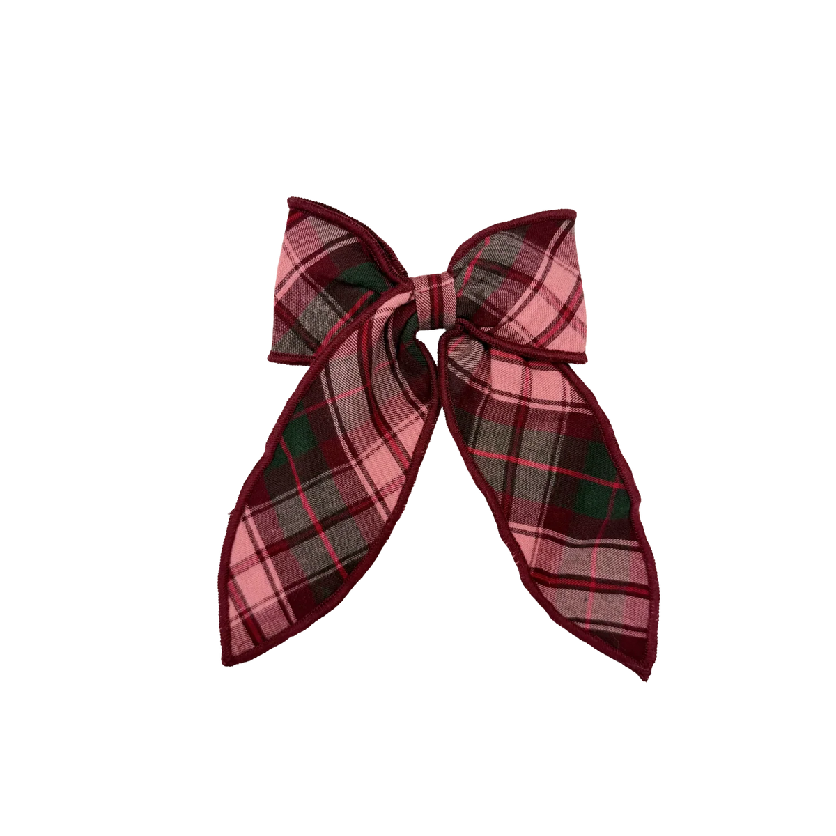 Long Tail Bow, Burgundy Tartan
