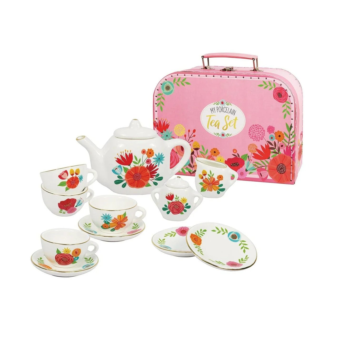 Porcelain Tea Set W/Carry Case