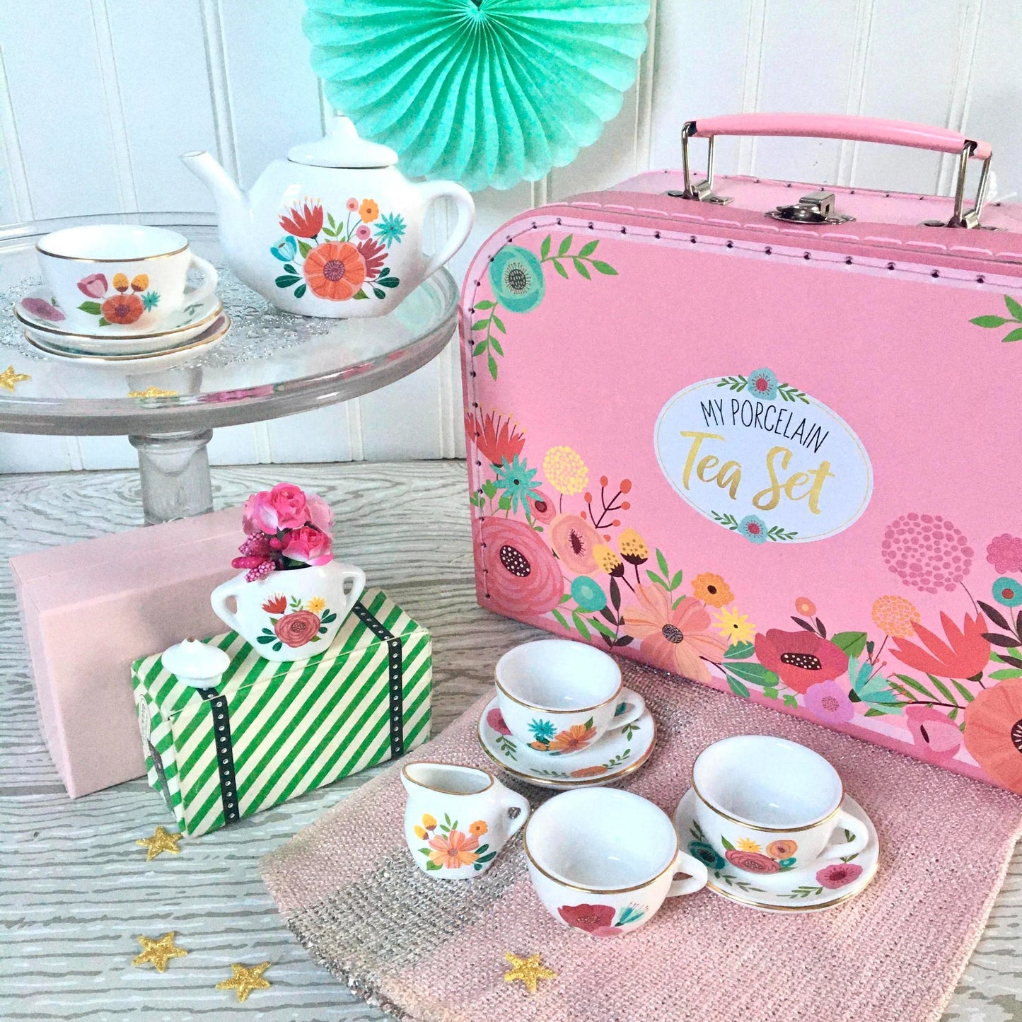 Porcelain Tea Set W/Carry Case