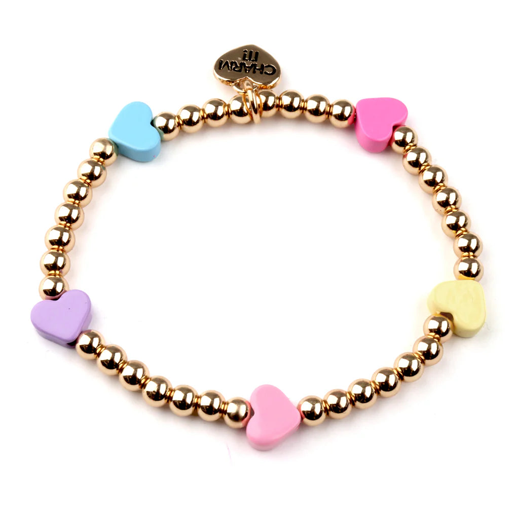 Pastel Multi Heart Stretch Bead Bracelet