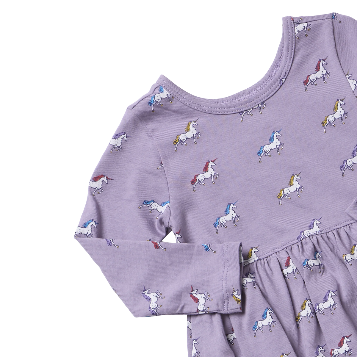 L/S Sunny Dress, Rainbow Unicorns