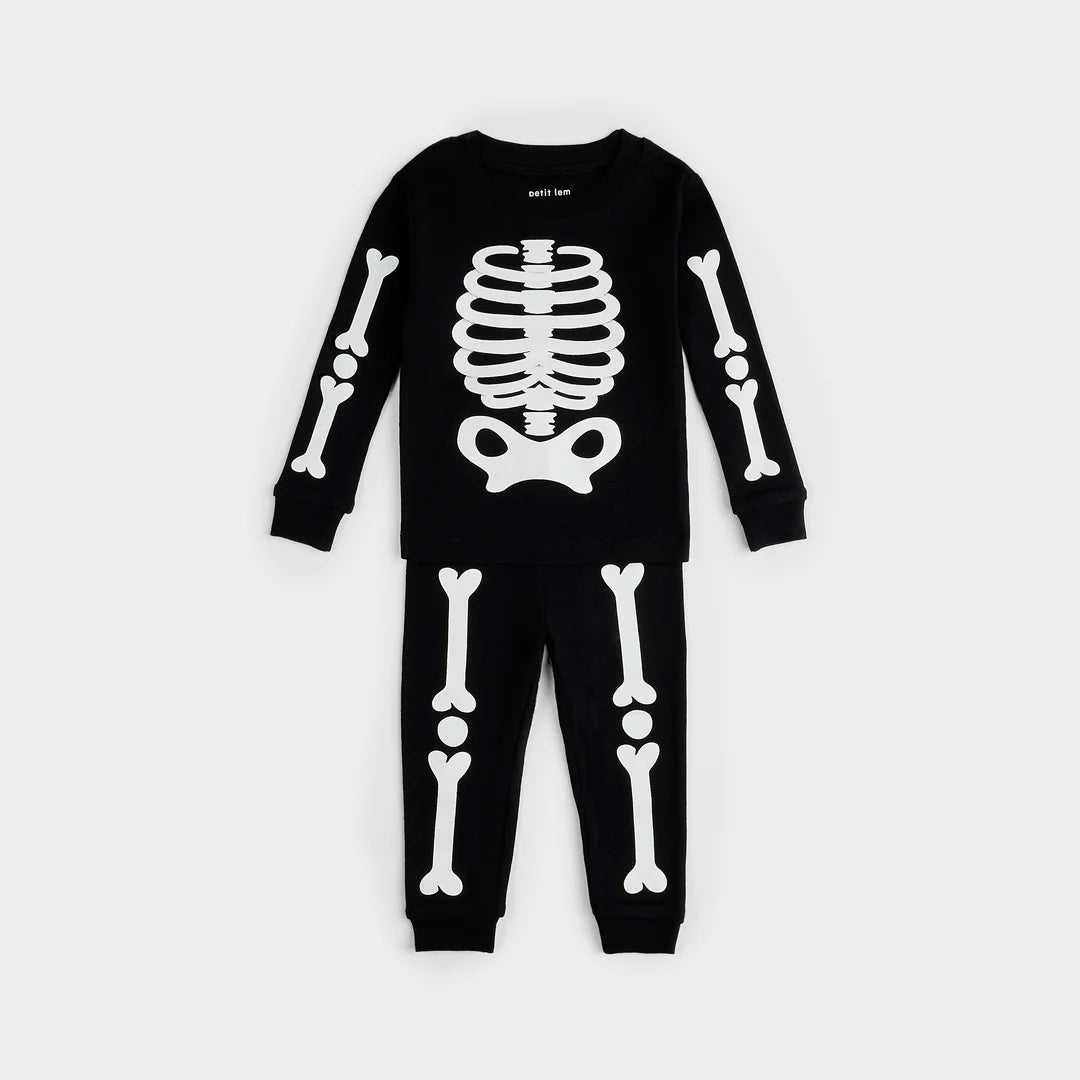 Skeletons Glow in the Dark L/S Pajamas, Black