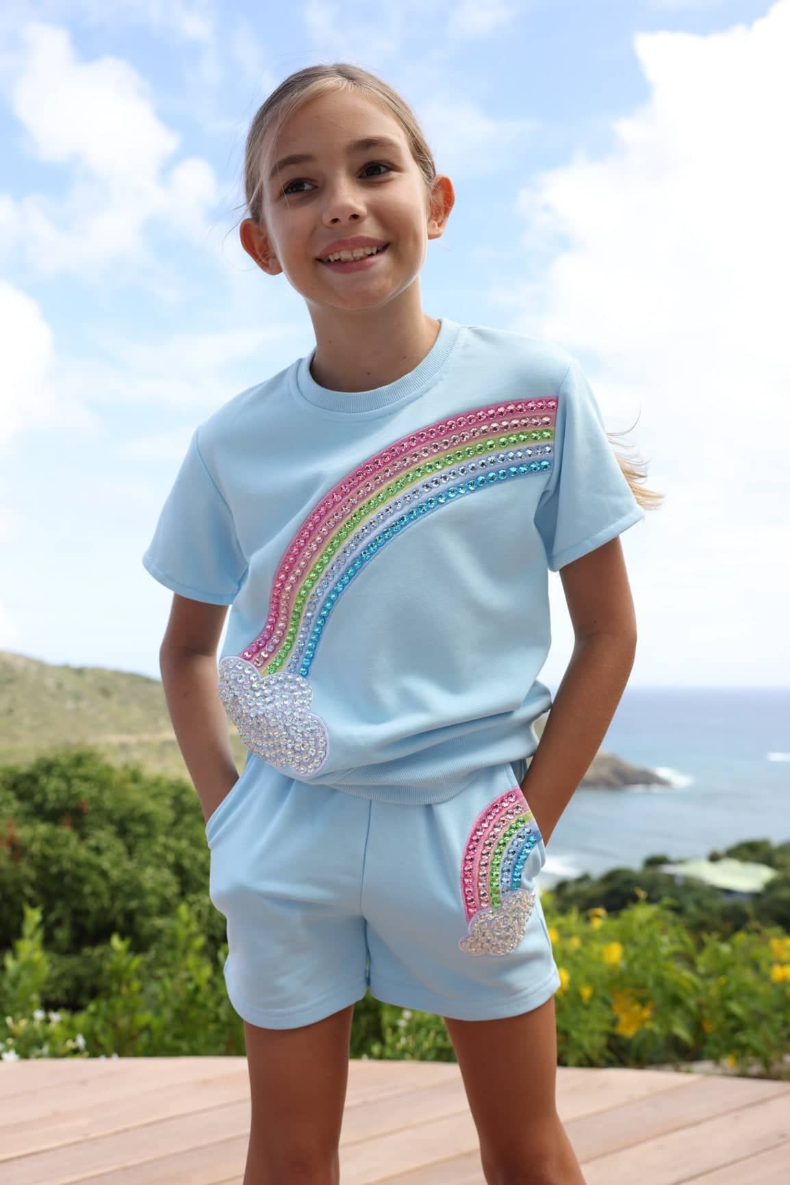 Crystal Rainbow Sky Shorts Set