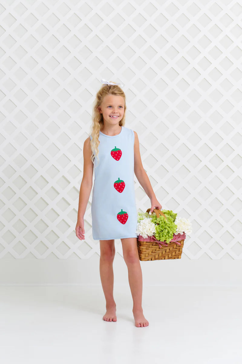 Annie Apron Dress, Buckhead Blue w/Strawberries