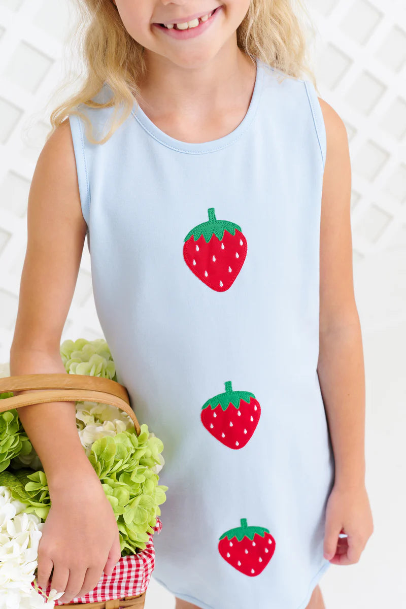 Annie Apron Dress, Buckhead Blue w/Strawberries