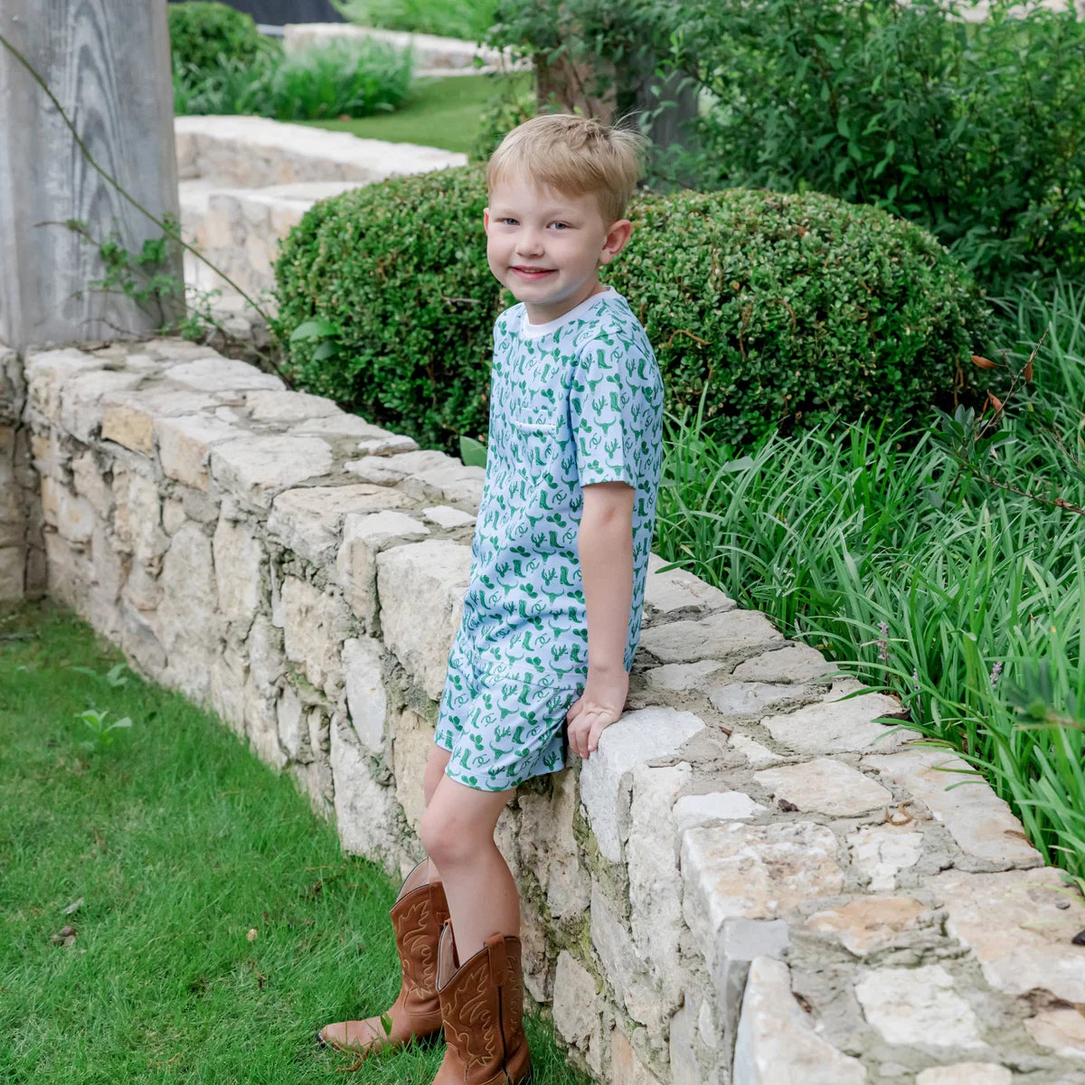 Charles Shorts Set, Wild West Blue
