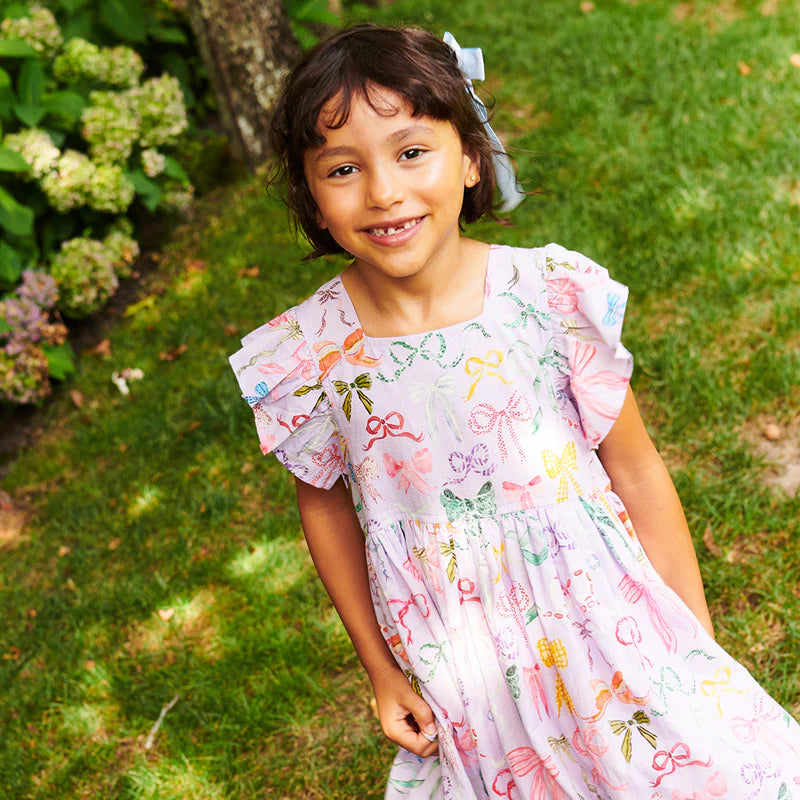 Elsie Dress, Lavender Watercolor Bows