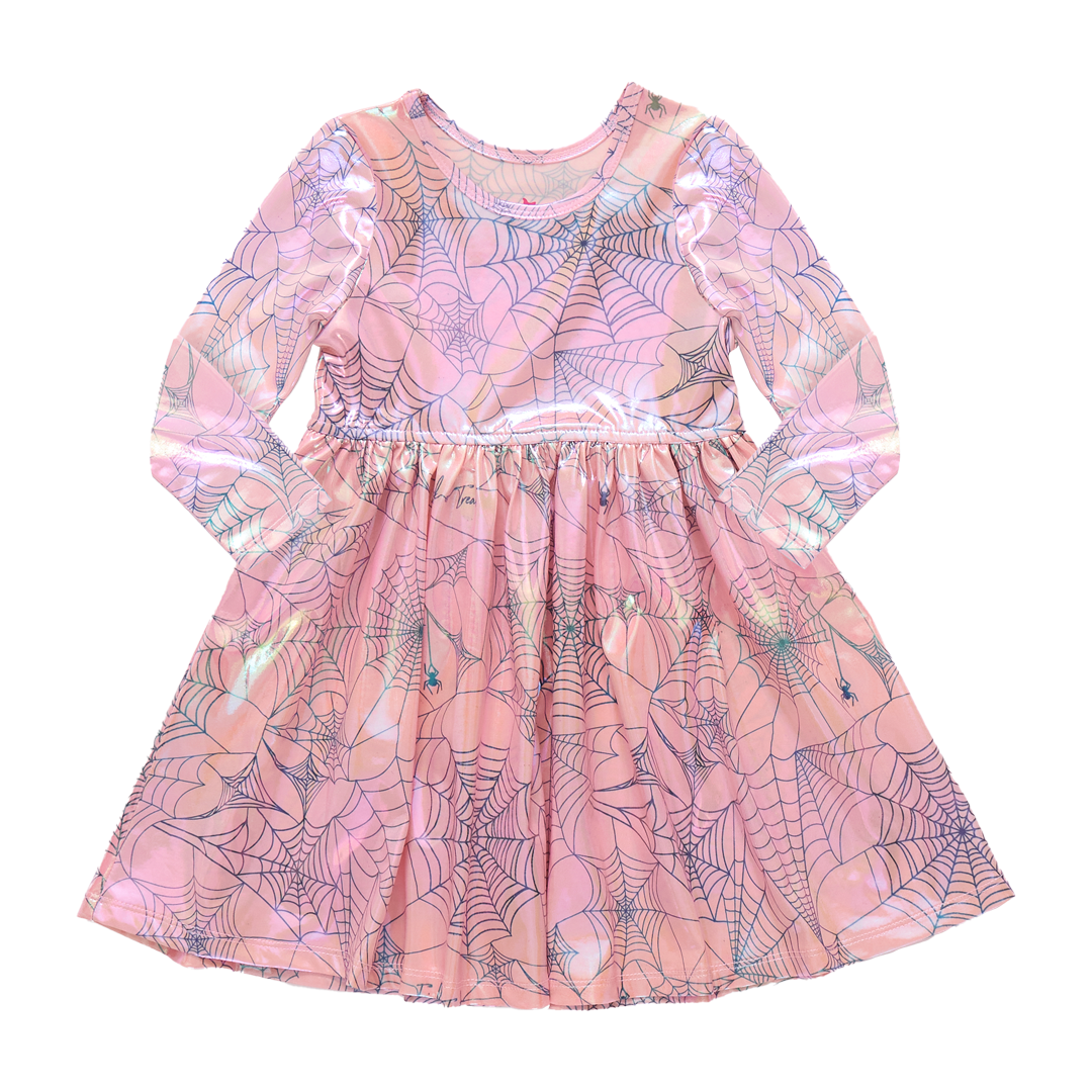 Lame Steph Dress, Pink Spider Web