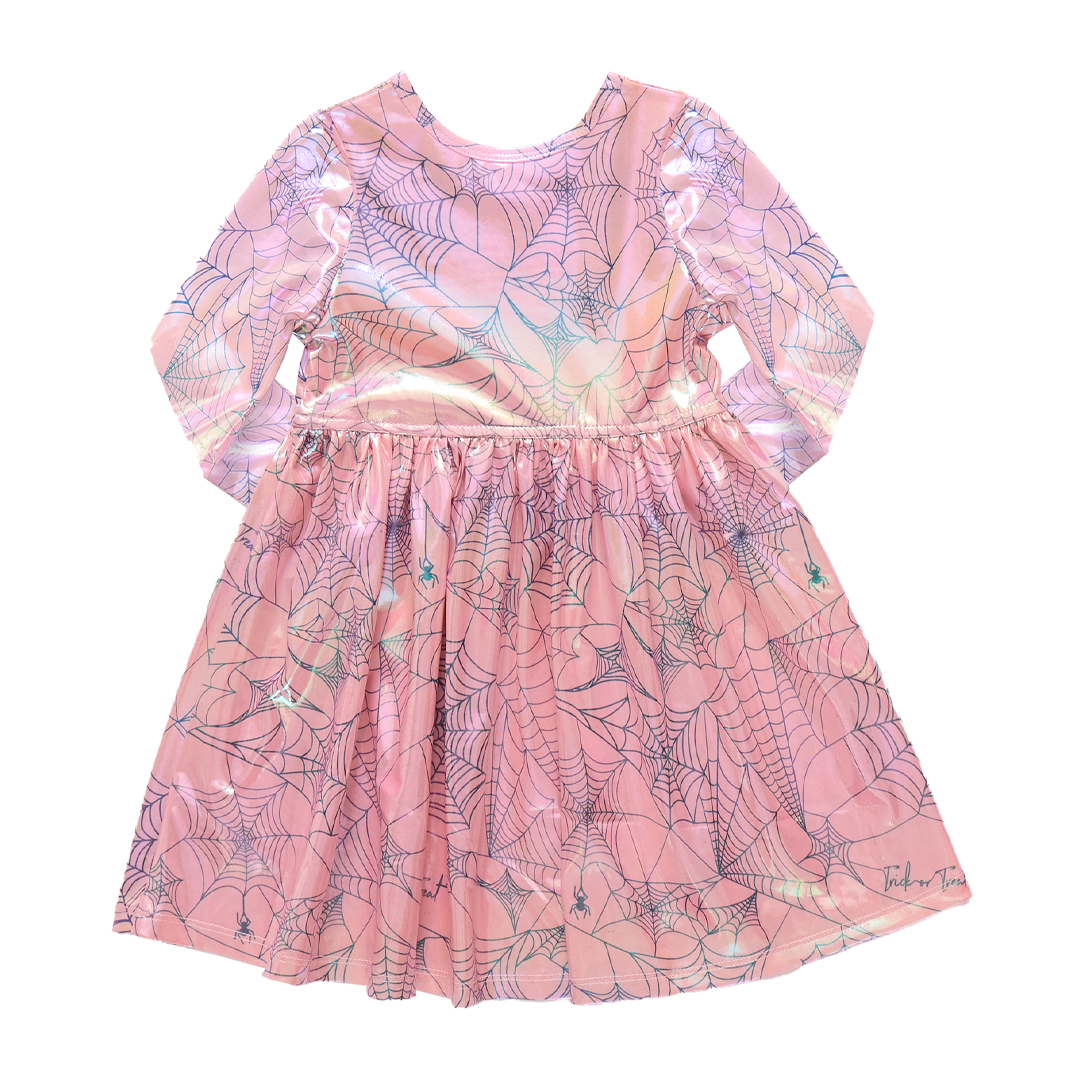 Lame Steph Dress, Pink Spider Web