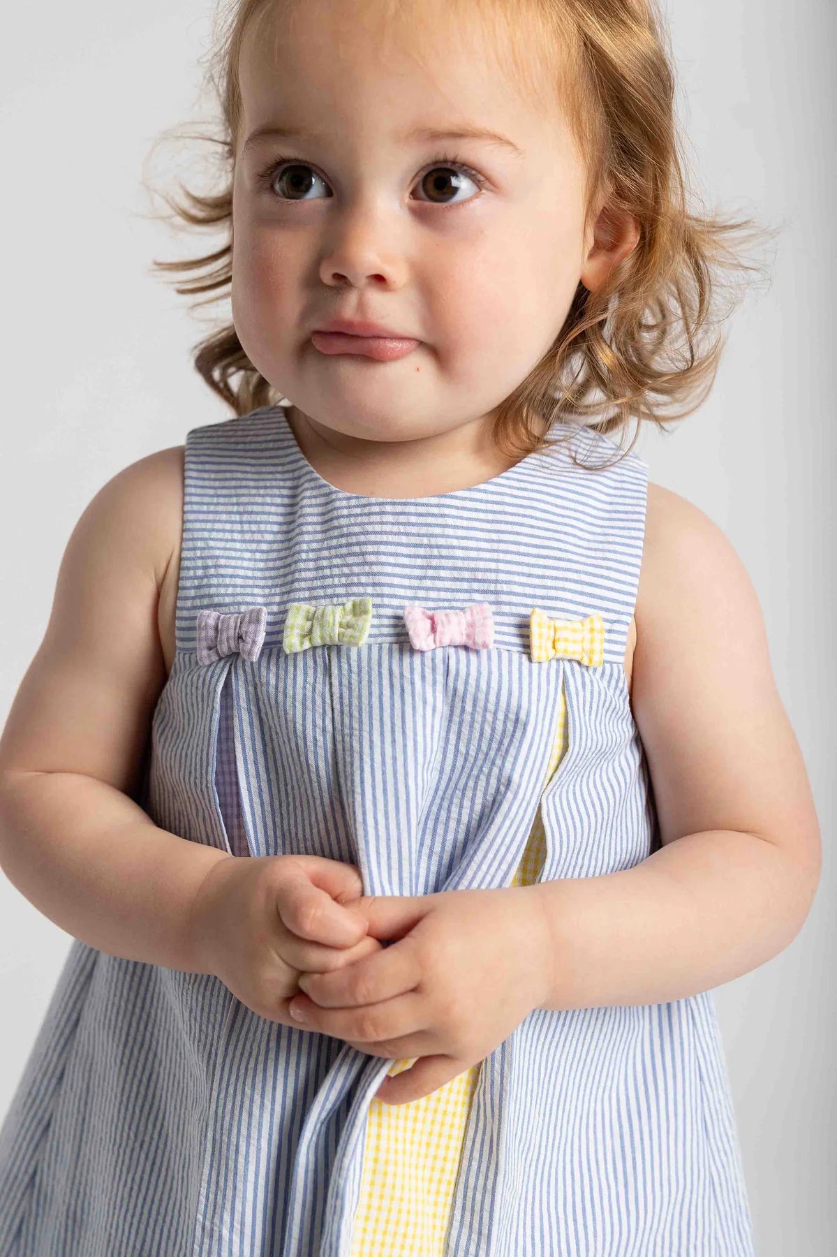 Multicolor Seersucker Dress and Bloomer