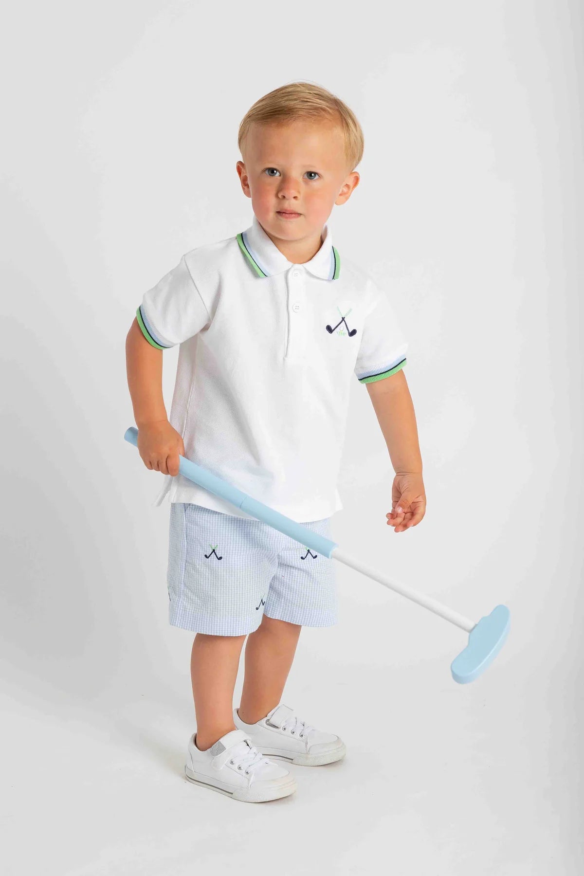 Knit Polo w/Golf Clubs