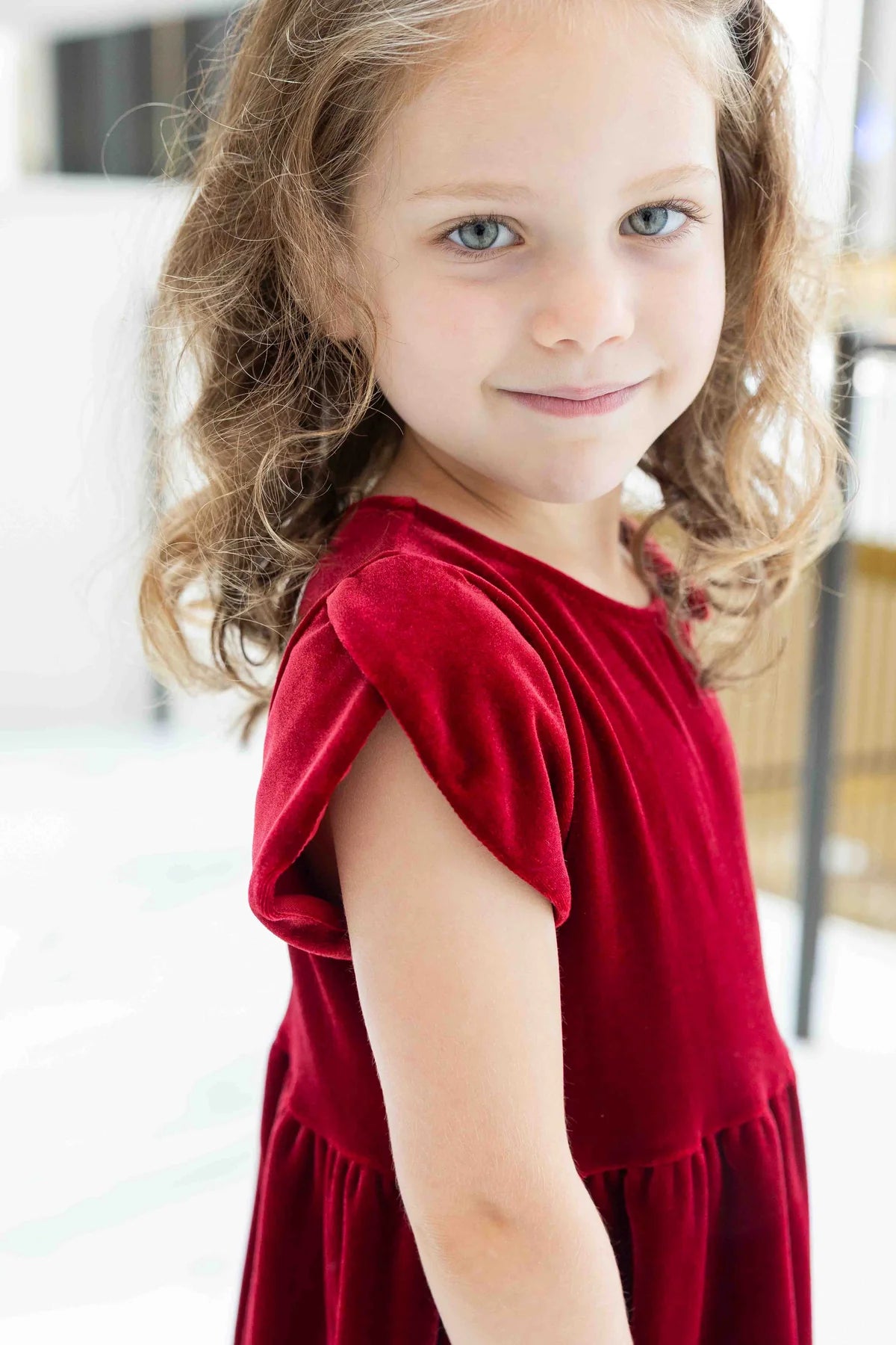 Stretch Velvet Dress w/Tulip Sleeves