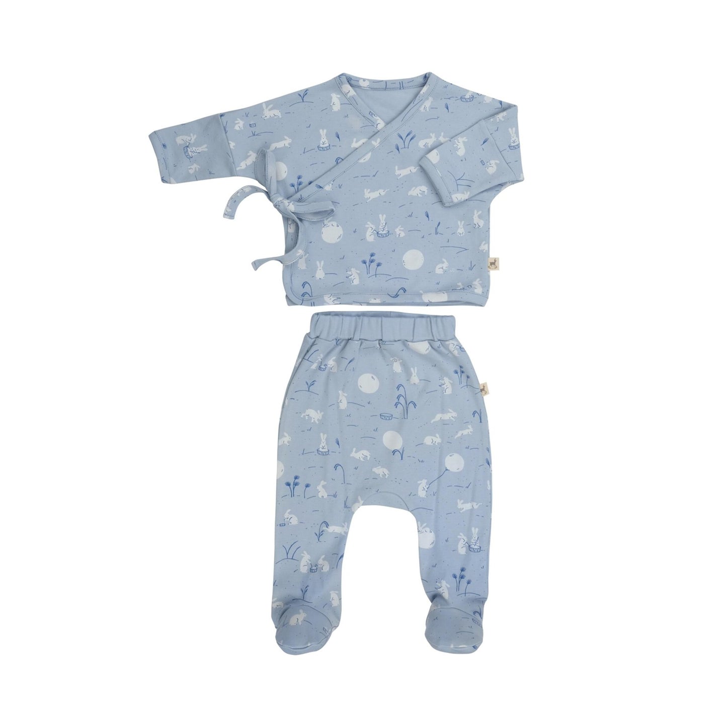 Kimono Top/Pants Set, Moonlight Usagi (Hares), Celestial Blue