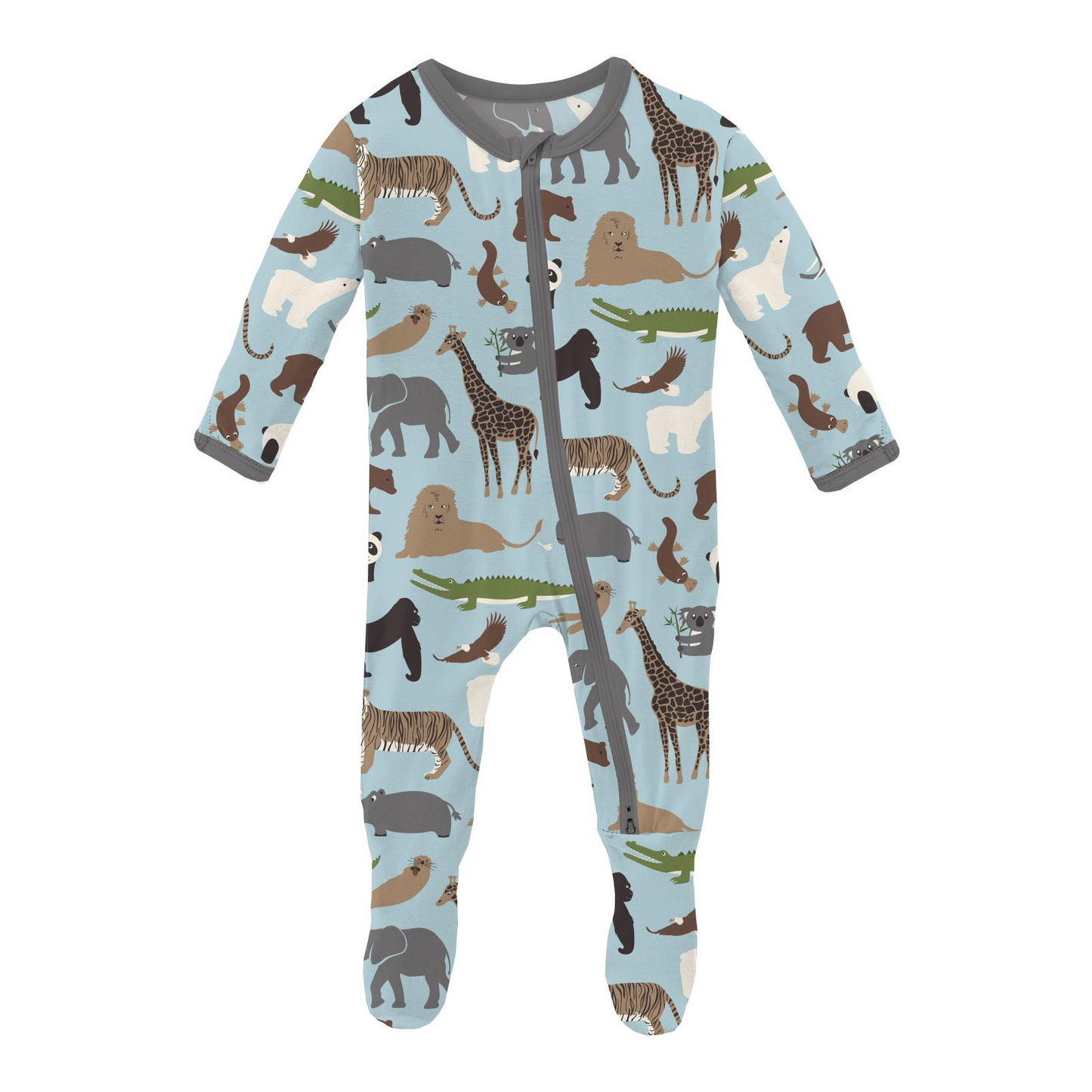 Footie w/Zip, Spring Sky Zoo