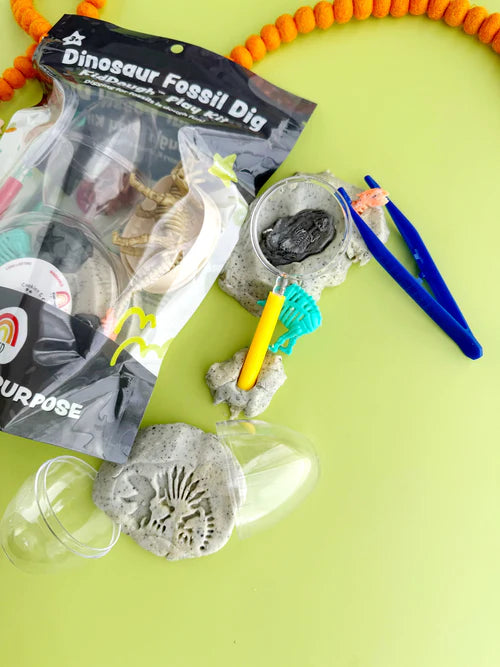 KidDough Play Kit, Dinosaur Fossil Dig (Cookies & Cream)