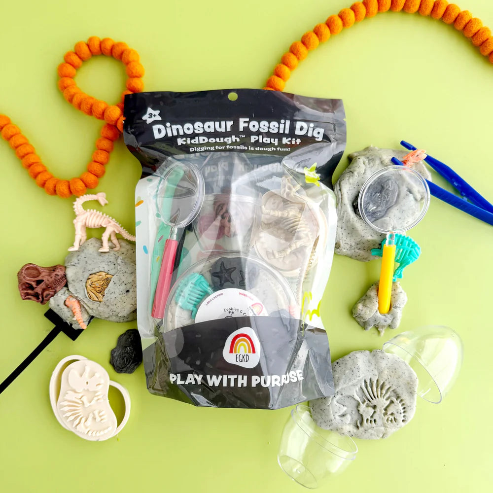 KidDough Play Kit, Dinosaur Fossil Dig (Cookies & Cream)