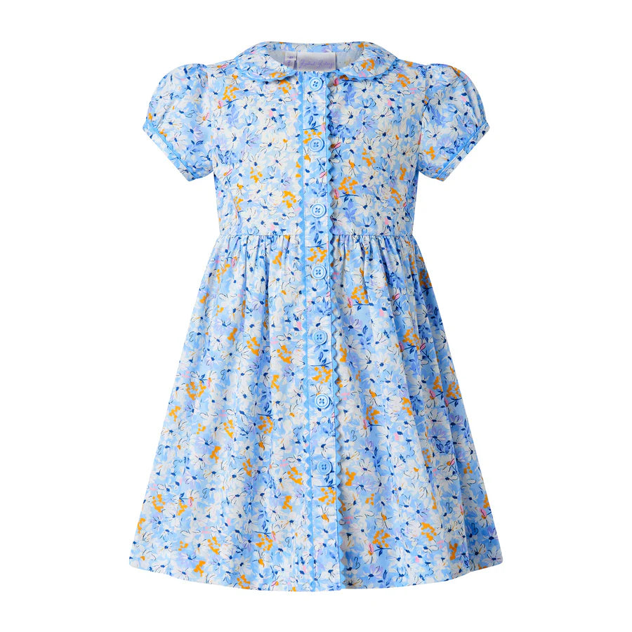 Daisy Button Front Dress, Blue