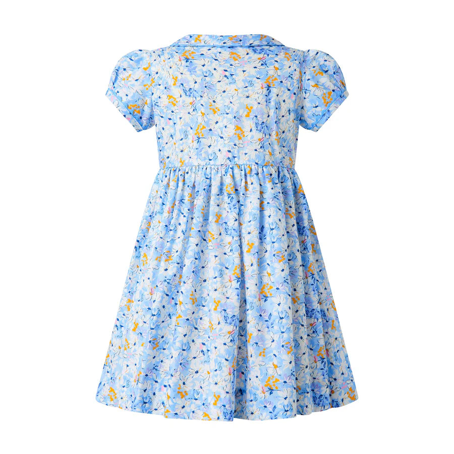 Daisy Button Front Dress, Blue