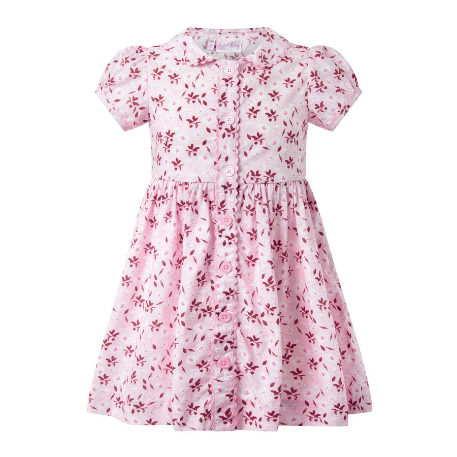 Light Pink Floral Button-Front Dress