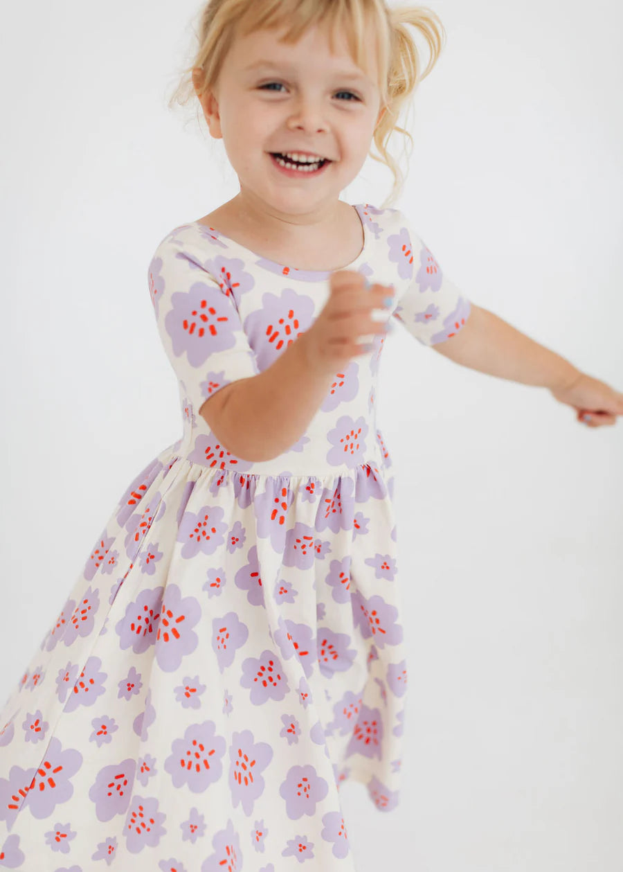 S/S Twirl Dress, Lavender Blooms