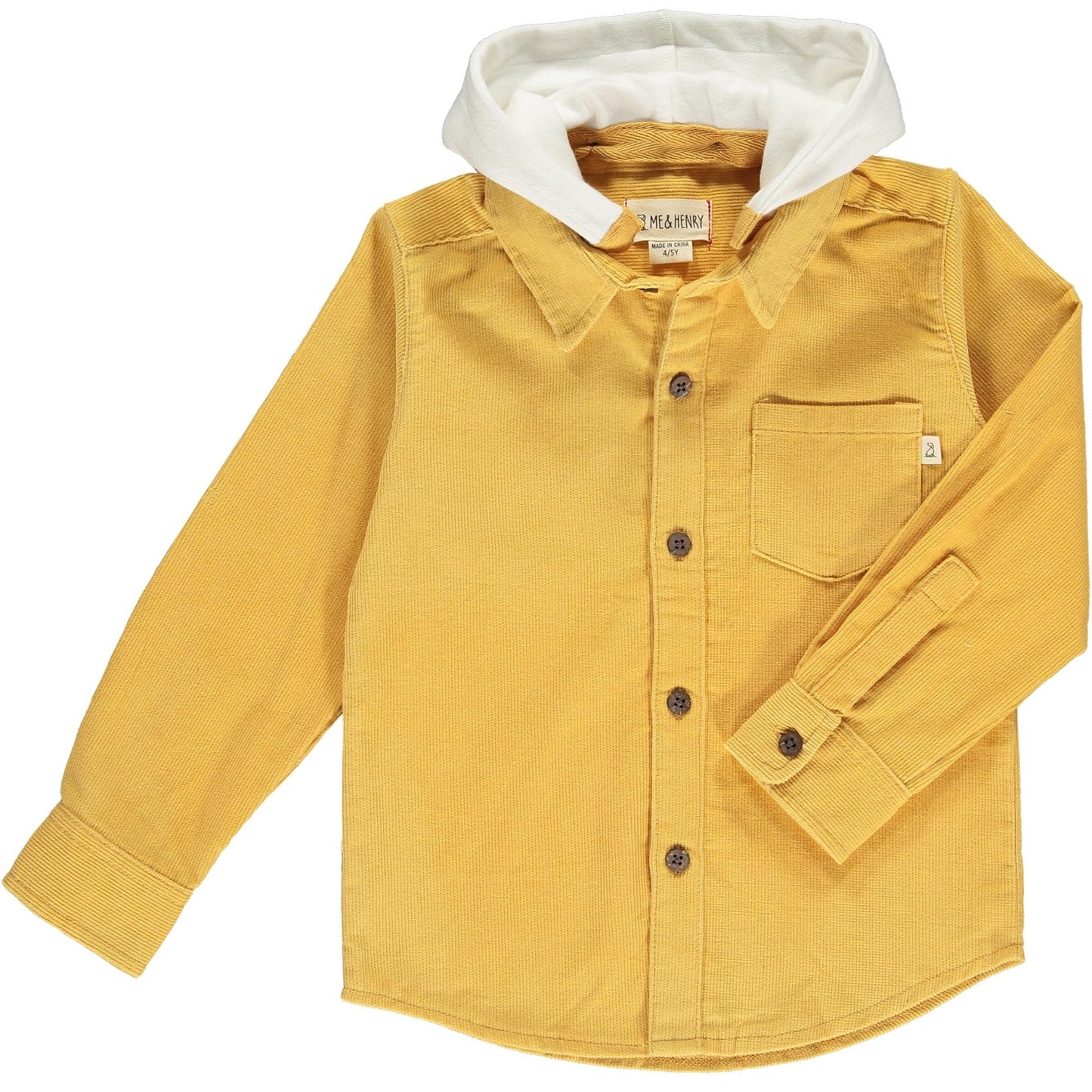 Erin Hooded Woven Shirt, Yellow Cord