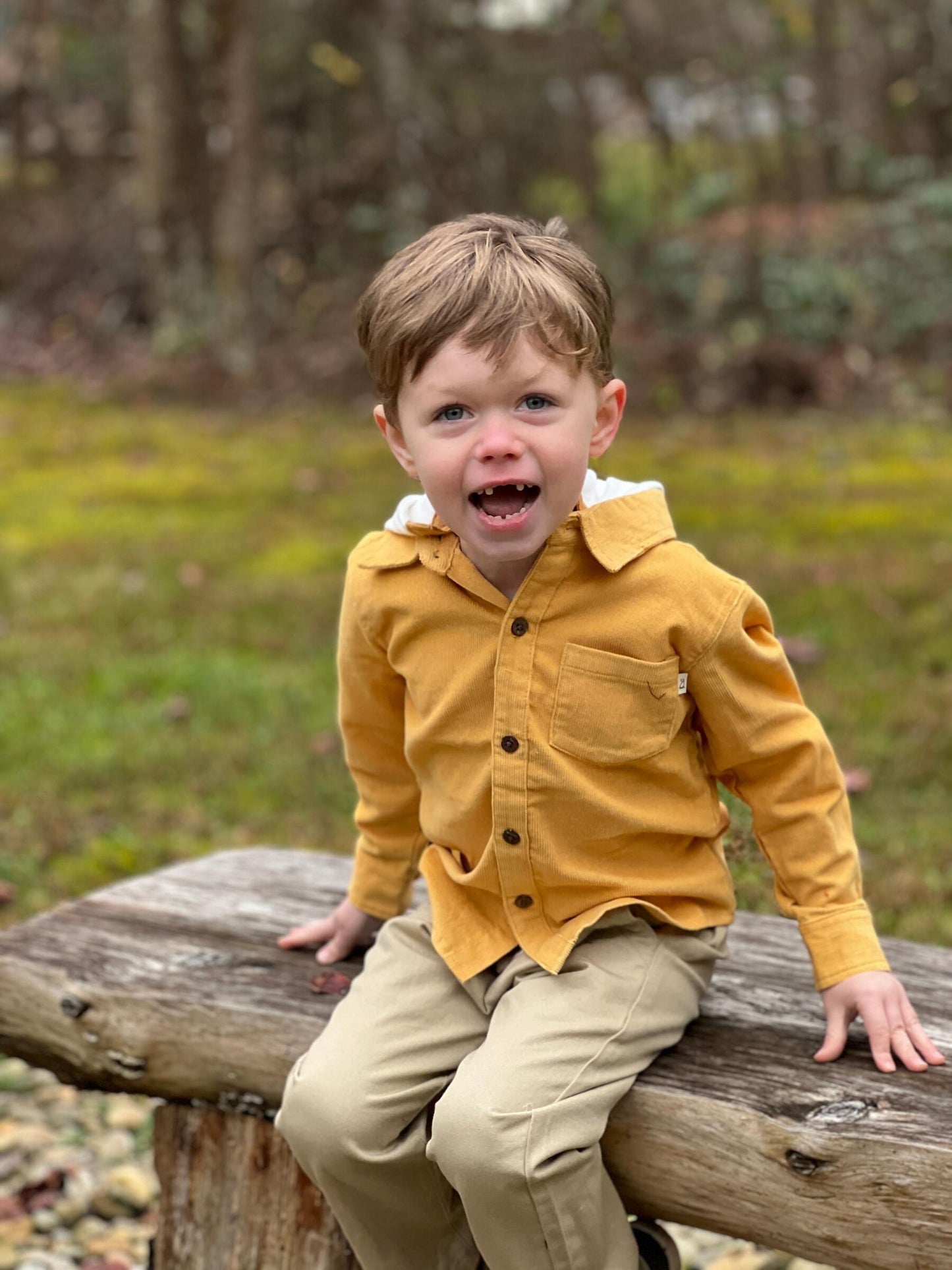 Erin Hooded Woven Shirt, Yellow Cord