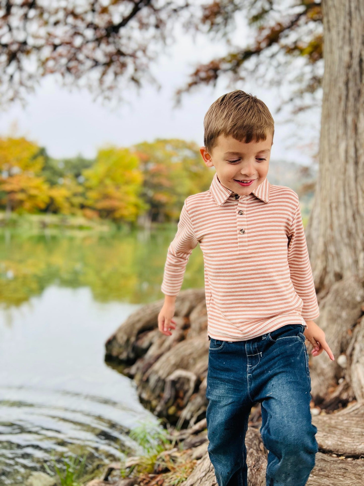 Spencer Polo, Pumpkin/White