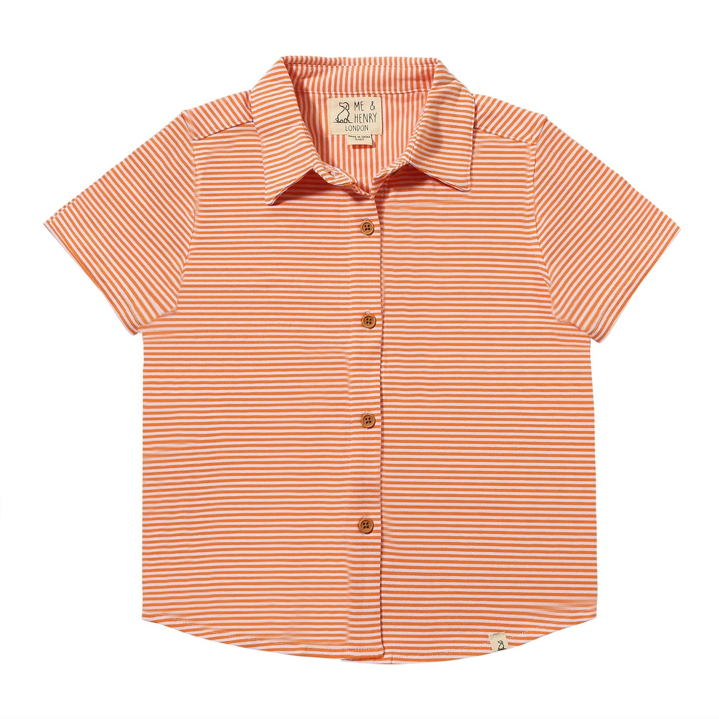 Tiller Jersey Shirt, Tangerine/White Stripe