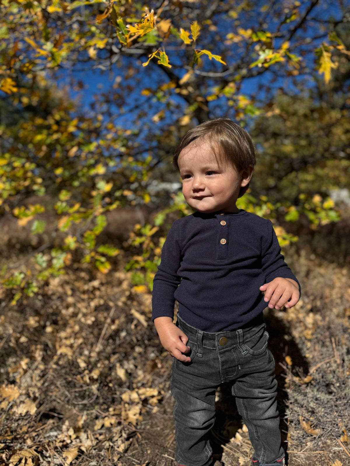 AYNOR Henley Onesie, Navy