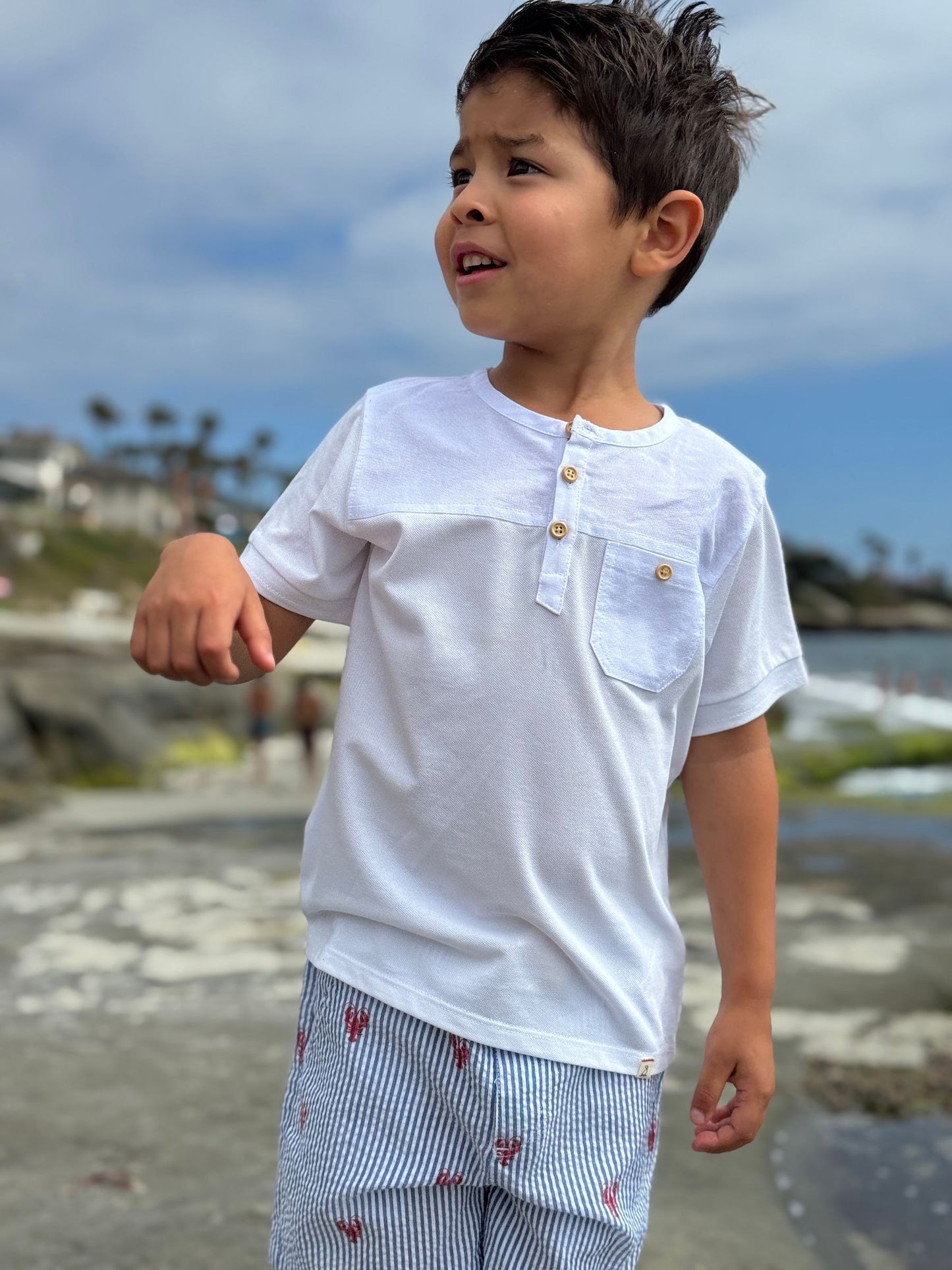 Boardwalk Pique Henley, White