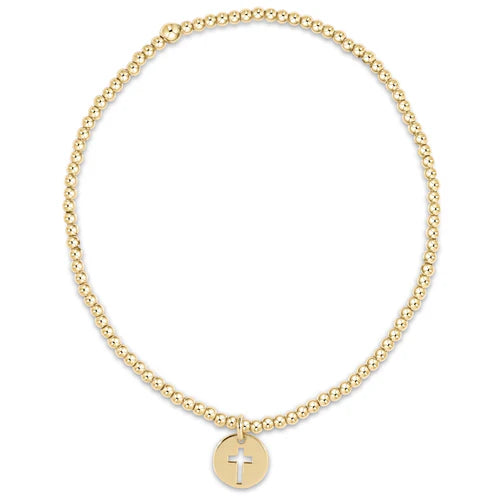 EGirl Classic Gold 2mm Bead Bracelet - Blessed Small Disc