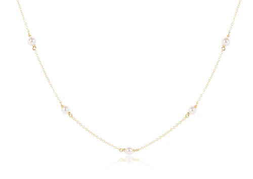 17" Choker Simplicity Chain Gold - 4mm Pearl