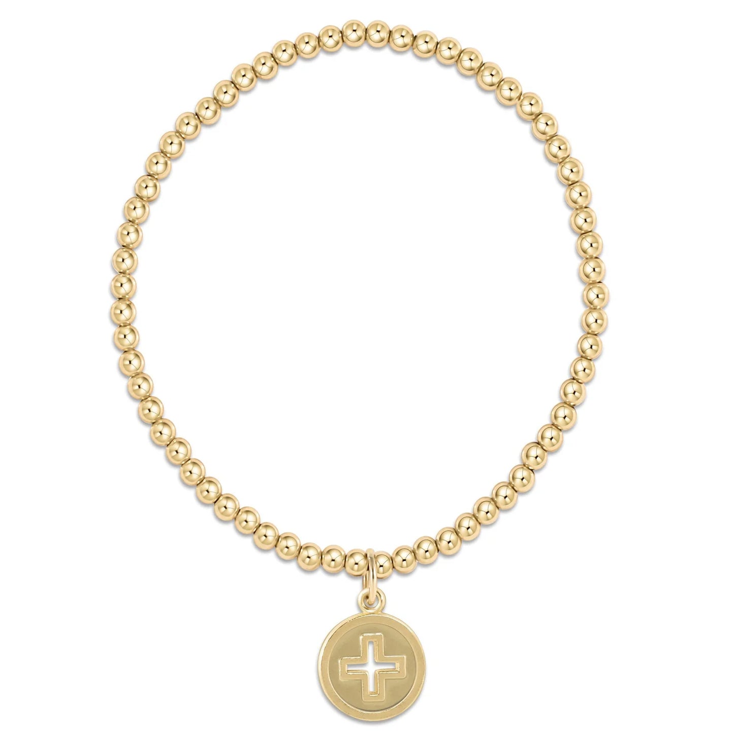 Classic Gold 3mm Bracelet Signature Cross Gold Disc