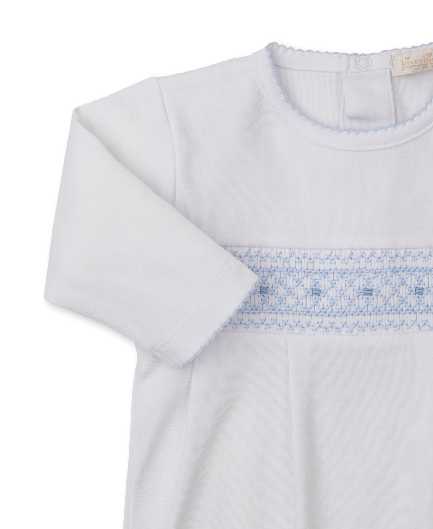 Footie w/Hand Smock, CLB Fall, White/Blue