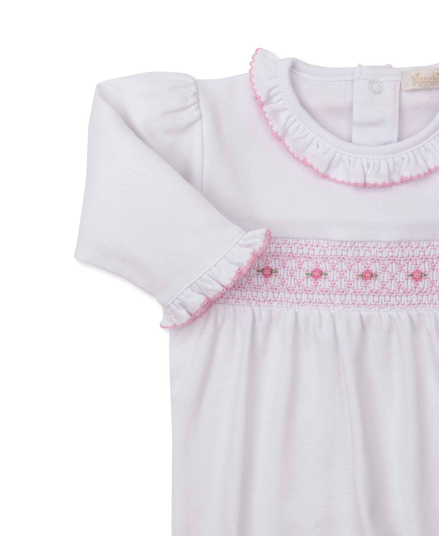 Footie w/Hand Smock, CLB Fall, White/Pink