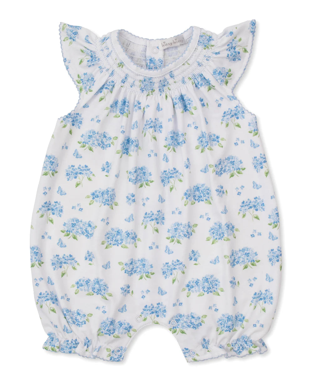 Short Playsuit, Heavenly Hydrangeas, Blue