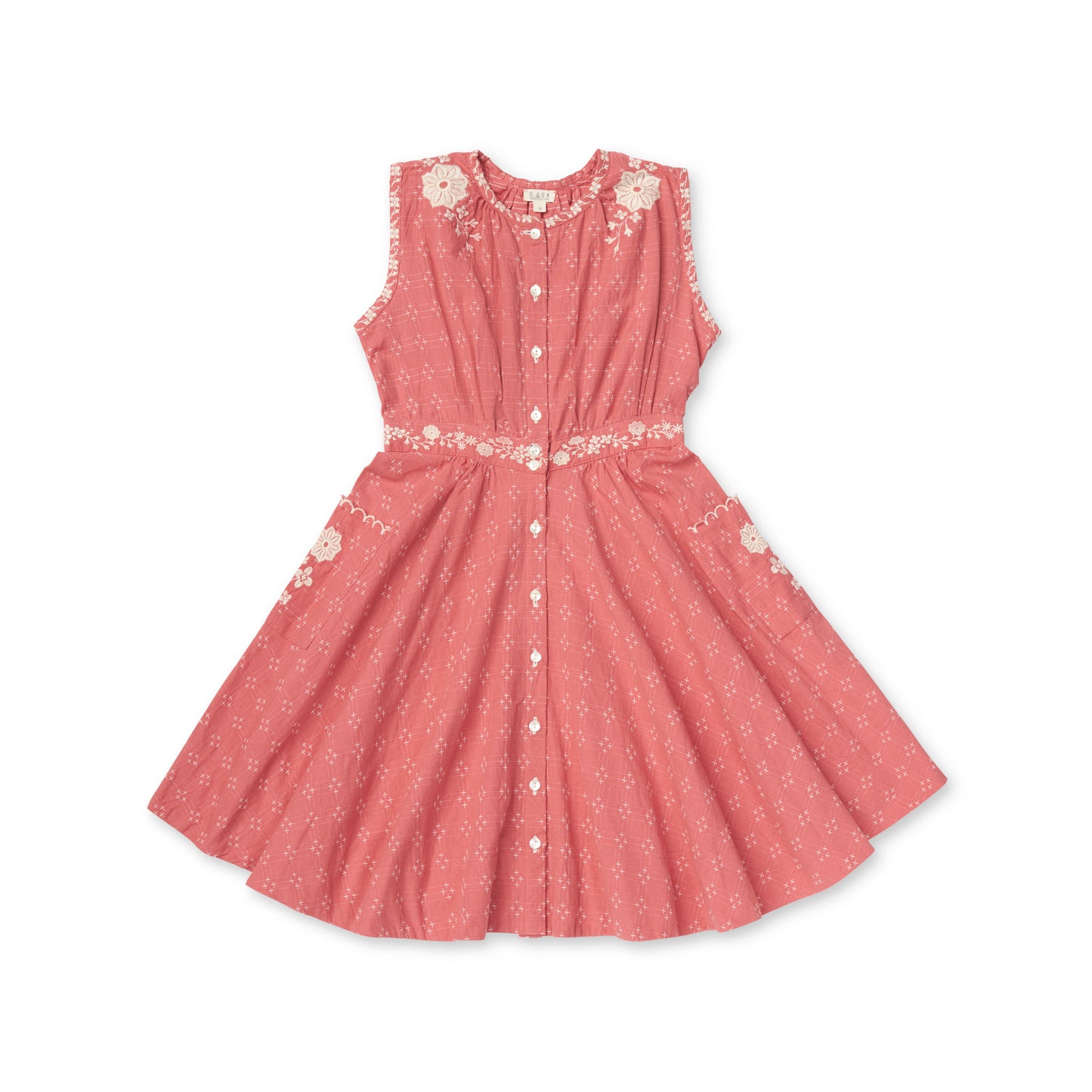 Claudette Coral Dress in Coral Cross Stitch