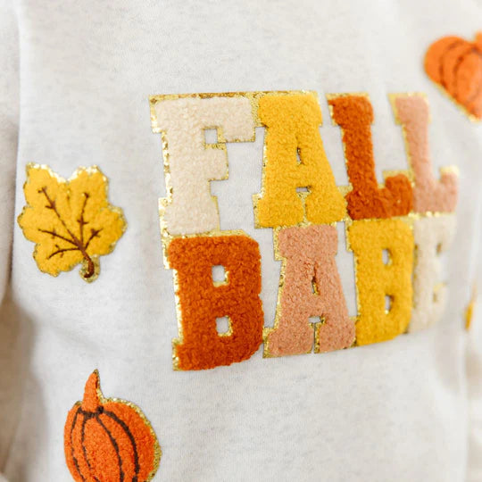 Fall Babe Fun Patch Sweatshirt, Natural