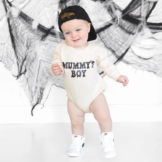 Mummy's Boy Halloween L/S Romper, Natural