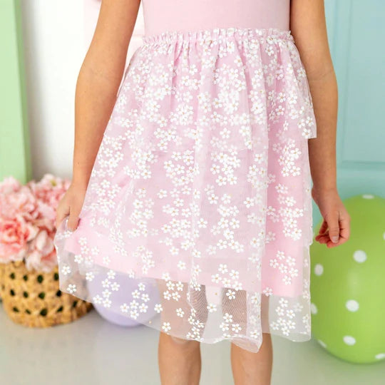 Pink Ditsy Daisy Tiered S/S Tutu Dress