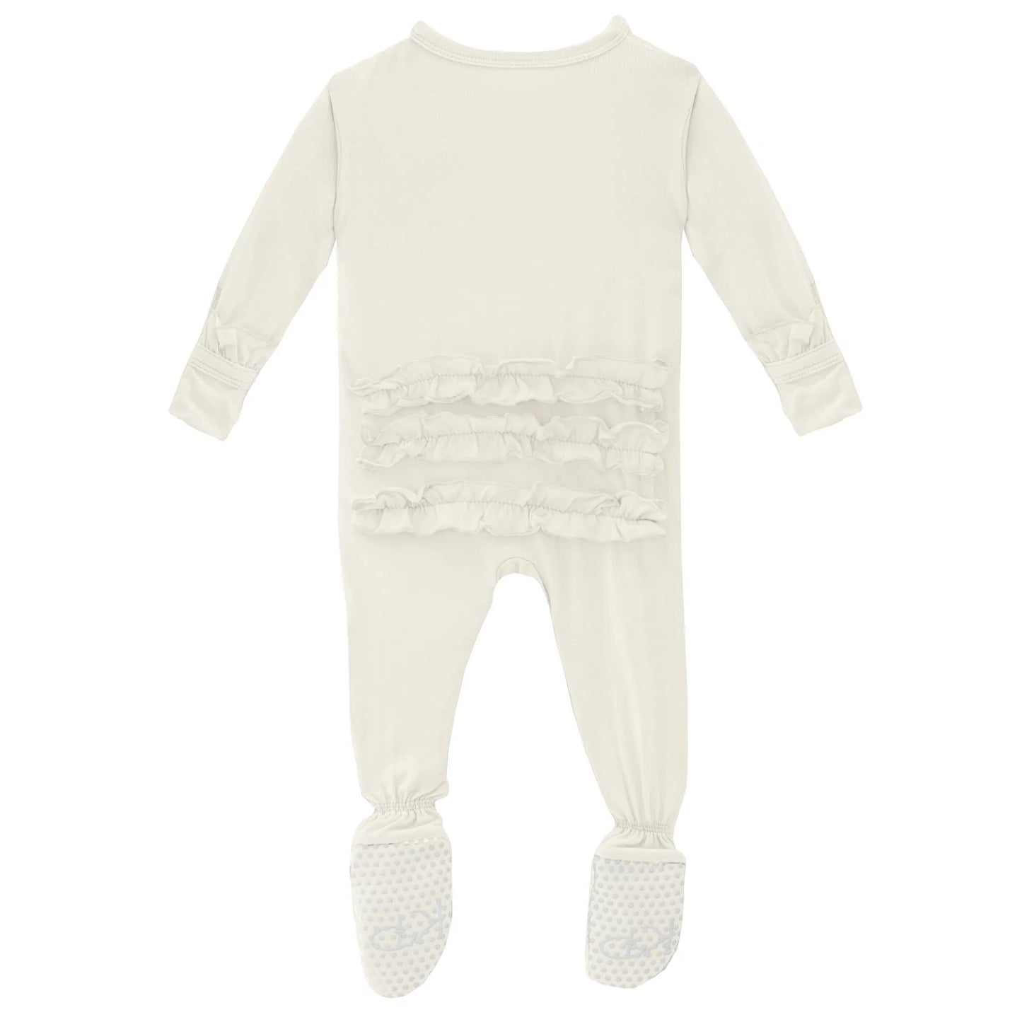 Ruffle Footie w/Zip, Natural